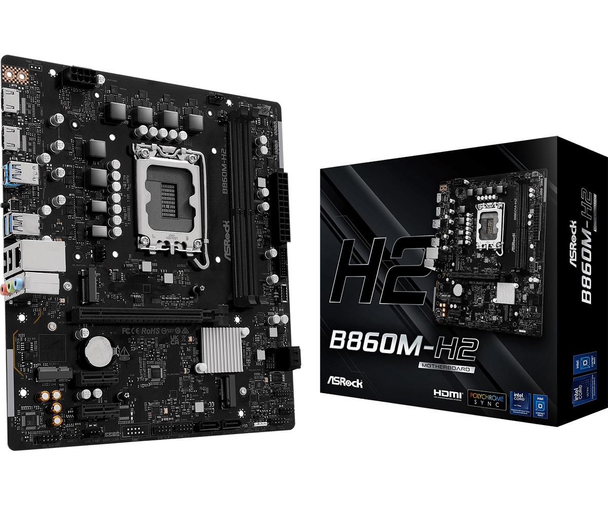 Mainboard ASROCK Intel B860 Express LGA1851 Micro-ATX Memory DDR5 Memory slots 2 B860M-H2