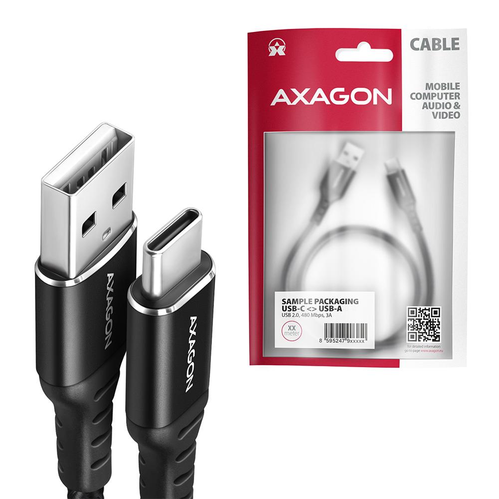 CABLE USB-C TO USB2.0 1.5M/BLACK BUCM-AM15AB AXAGON