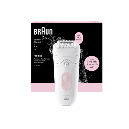 Braun Epilator | Silk-épil 5 SE5-000 | Operating time (max) 40 min | Number of power levels 2 | Wet & Dry | White/Pink