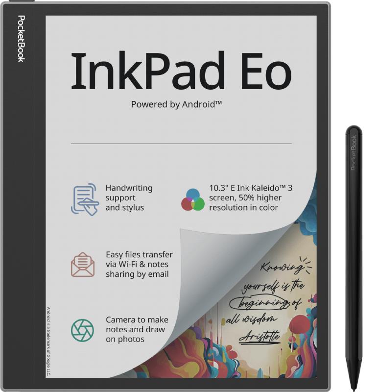E-Reader POCKETBOOK InkPad Eo 10.3" 2480 x 1860 1xUSB-C 1xMicroSD Card Slot Bluetooth Grey PB1042-M-WW