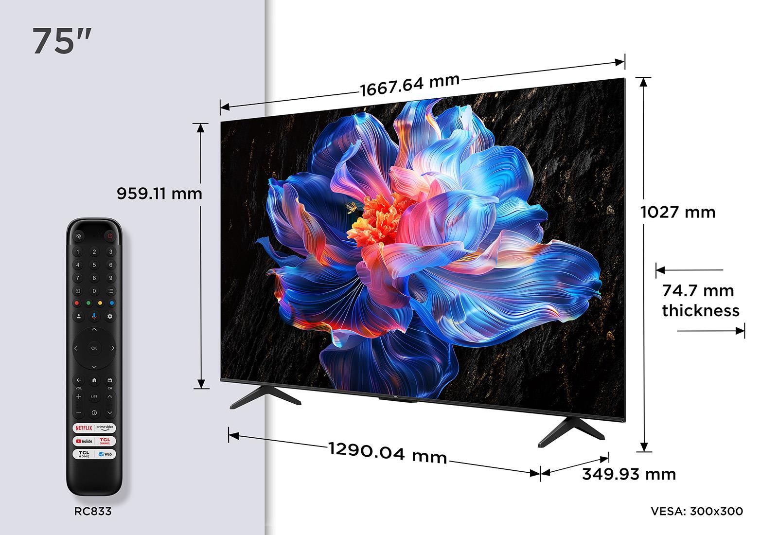 TV Set TCL 75 " 4K Ultra HD 3840 x 2160 pixels Flat 16:9 DLED 75V6C