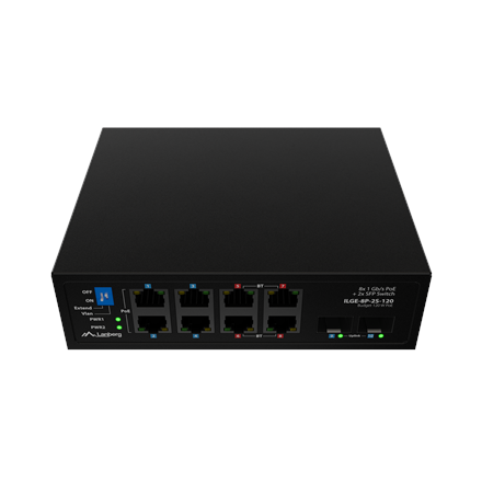 Lanberg Switch PoE 4xBT 4xAT 4xSFP Din Unmanagment Gigabit Ethernet | ILGE-8P-2S-120 | Unmanaged | Din rail
