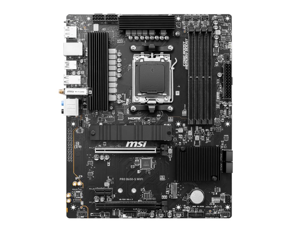 Mainboard MSI AMD B650 SAM5 ATX Memory DDR5 Memory slots 4 1xPCI-Express 1x 2xPCI-Express 16x 2xM.2 1xHDMI 1xDisplayPort 7xUSB 3.2 1xUSB-C 1xRJ45 6xAudio port PROB650-SWIFI