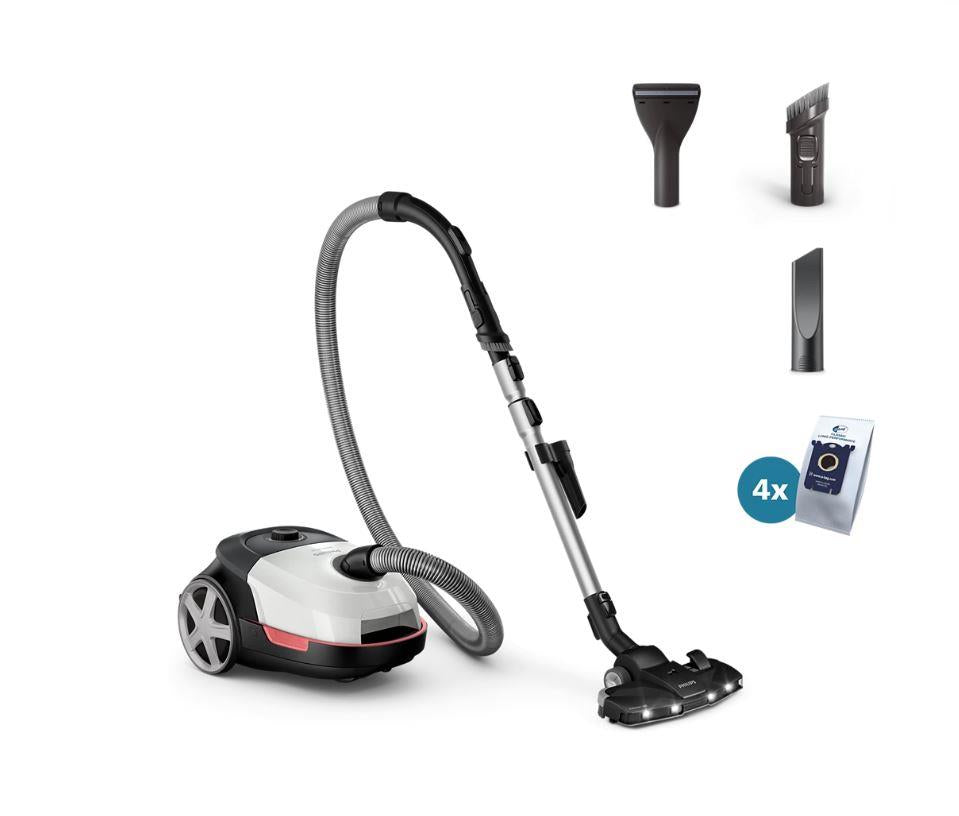 Vacuum Cleaner PHILIPS Bagged 900 Watts Capacity 4 l Noise 77 dB White Weight 4.6 kg XD6122/12