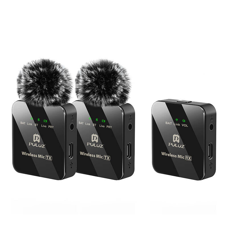Wireless Lavalier Microphone PULUZ 2 TX + 1 RX - Image 1