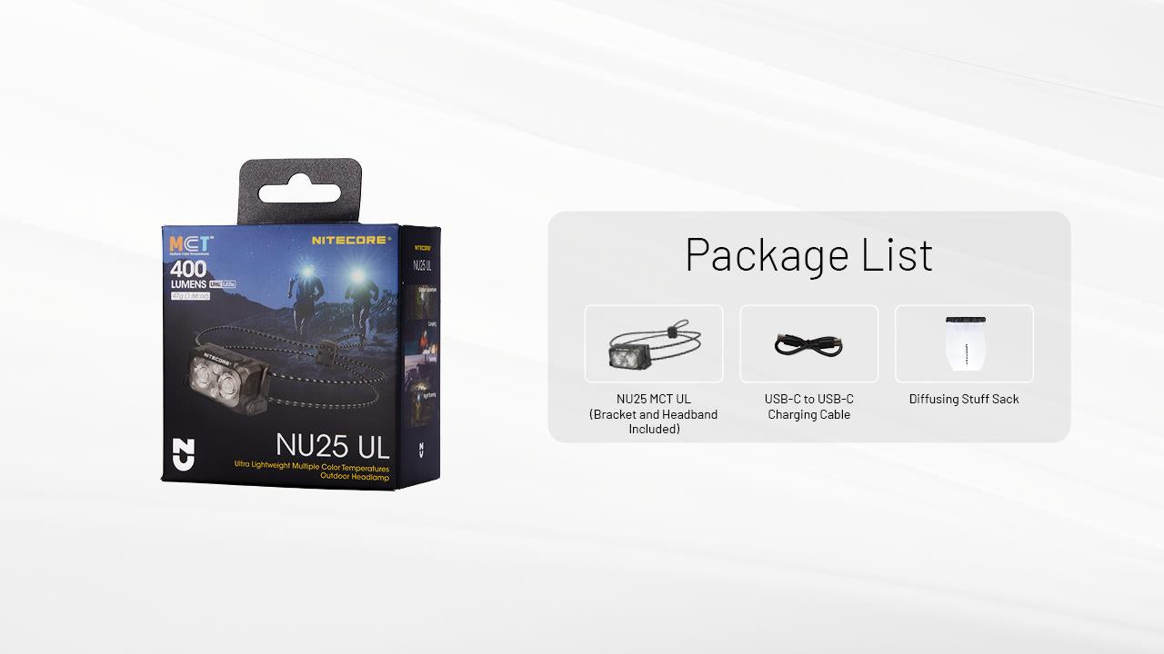 HEADLAMP NU SERIES 400 LUMENS/NU25 MCT UL NITECORE