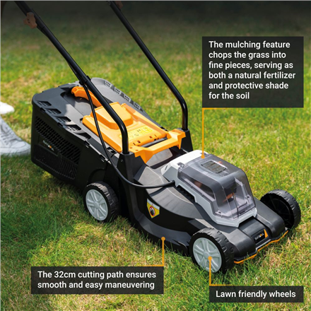 Batavia B.V. 18V Cordless Lawn Mower, 32 cm, Without battery and charger | Mowing Area 200 m²