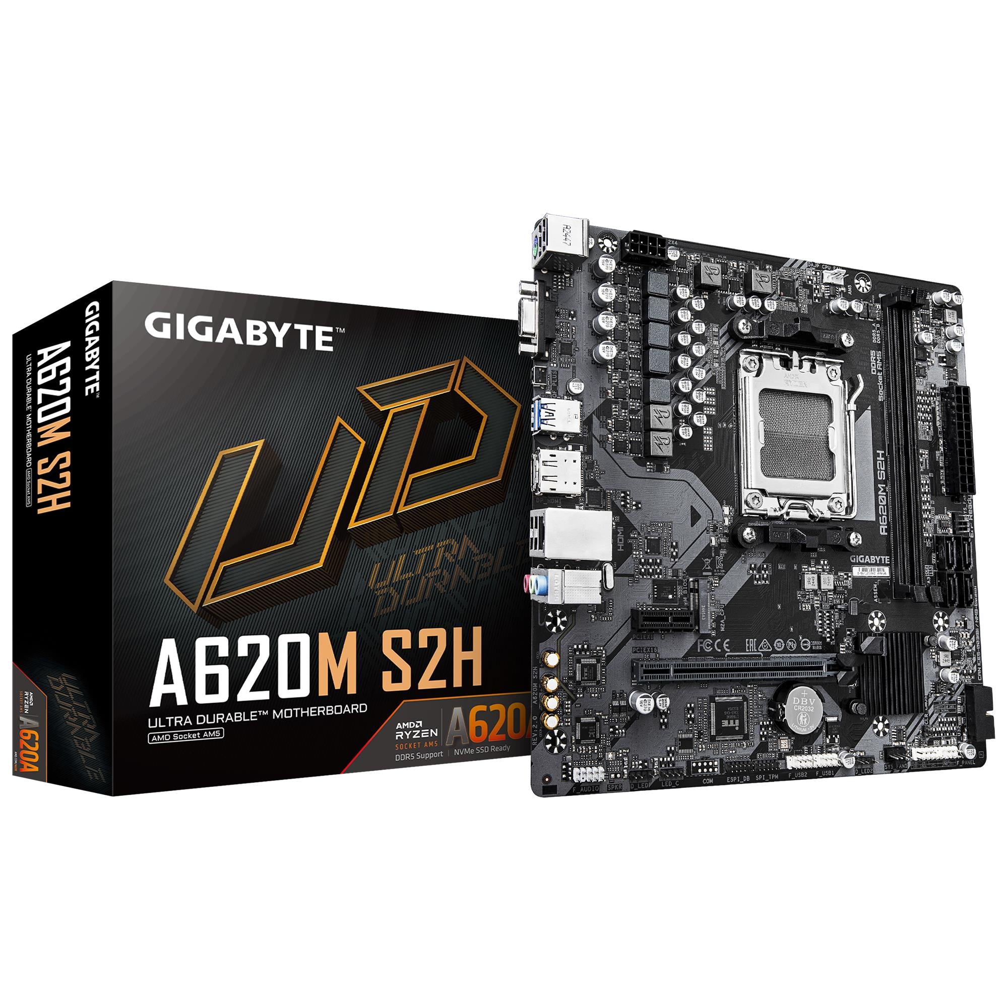 Mainboard GIGABYTE AMD A620 SAM5 Micro-ATX Memory DDR5 Memory slots 2 A620MS2H2.0