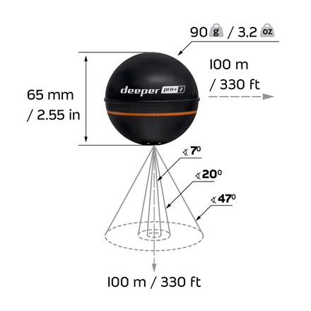 Deeper | Smart Sonar PRO+2 | Sonar | Wi-Fi | Black