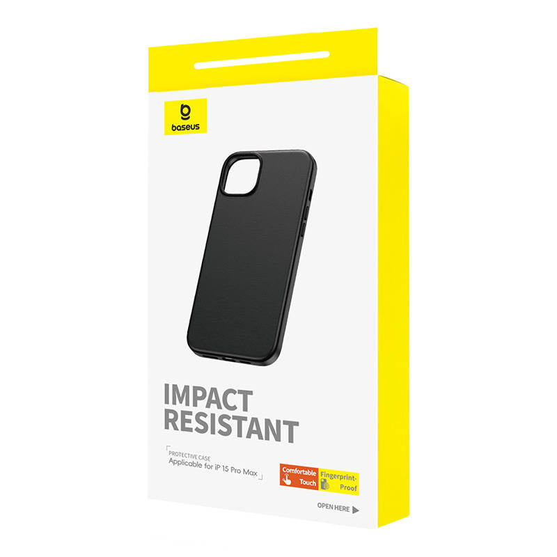 Phone Case for iPhone 15 ProMax Baseus Fauxther Series (Black) - Image 4