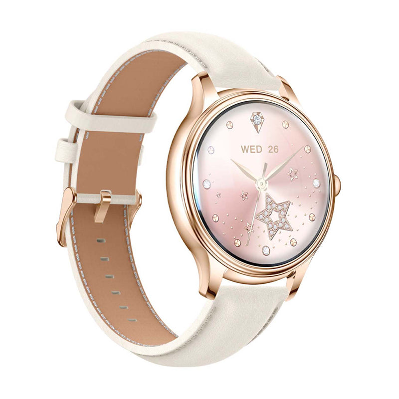 COLMI L28 Smart Watch (Gold + gold leather strap) - Image 2