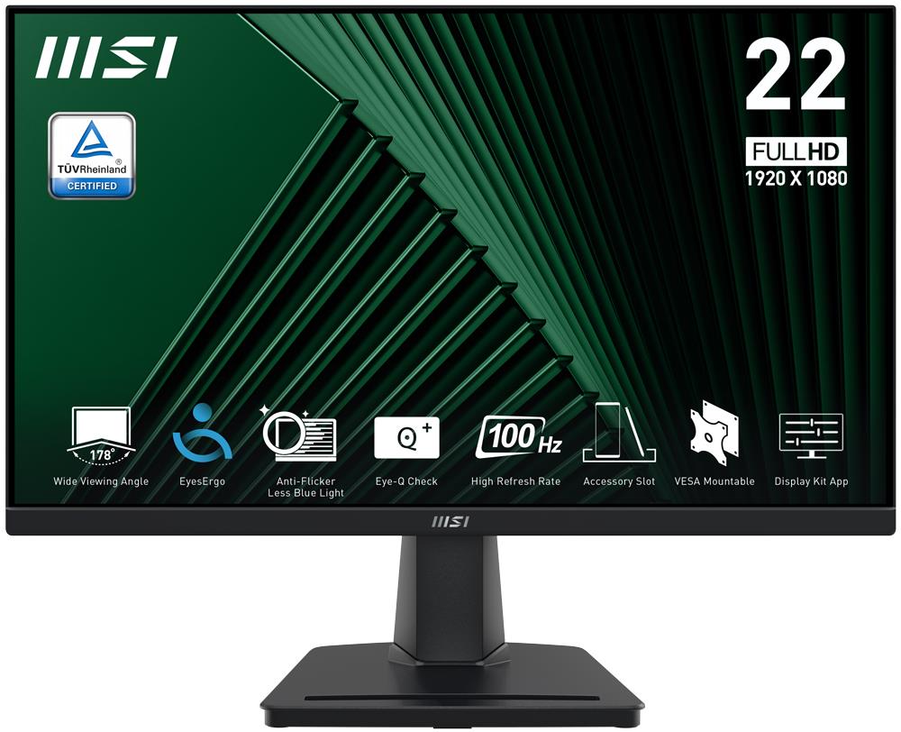 LCD Monitor MSI PRO MP225V 21.45" Business Matte Panel VA 1920x1080 16:9 100 ?? 1 ms Colour Black PROMP225V