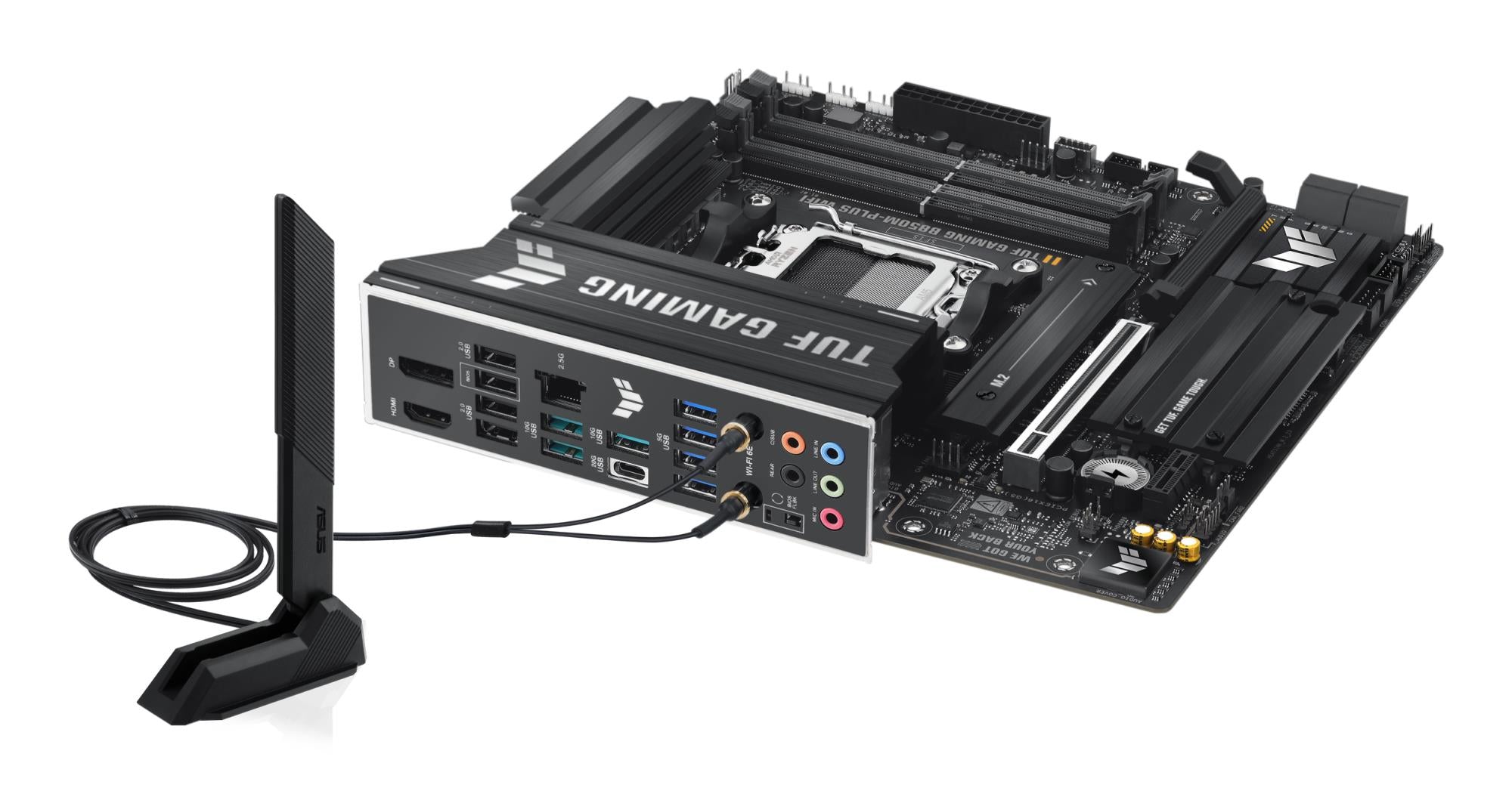 Mainboard ASUS AMD B850 SAM5 Micro-ATX Memory DDR5 Memory slots 4 1xPCI-Express 4.0 1x 1xPCI-Express 4.0 16x 1xPCI-Express 5.0 16x 3xM.2 1xHDMI 1xDisplayPort 11xUSB 2.0 2xUSB-C 1xRJ45 5xAudio port GAMINGB850M-PLUSWIFI