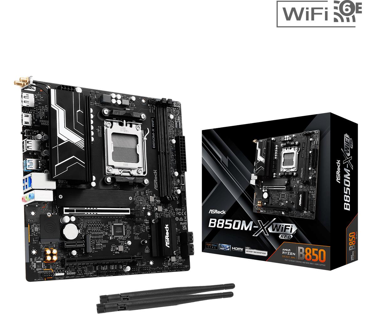 Mainboard ASROCK AMD B850 SAM5 Micro-ATX Memory DDR5 Memory slots 2 B850M-XWIFIR2.0