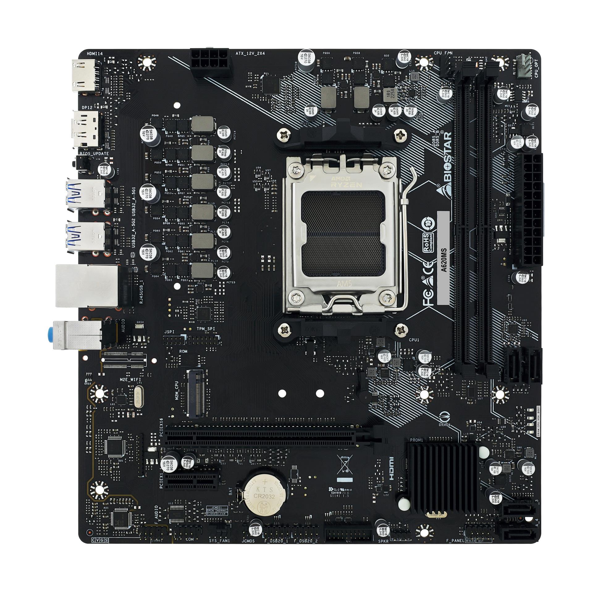 Mainboard BIOSTAR AMD A620 SAM5 Micro-ATX Memory DDR5 Memory slots 2 A620MS