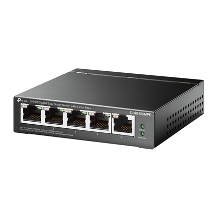 TP-LINK | 5-Port Gigabit Easy Smart Switch with 4-Port PoE+ | TL-SG105MPE | Managed L2 | Desktop