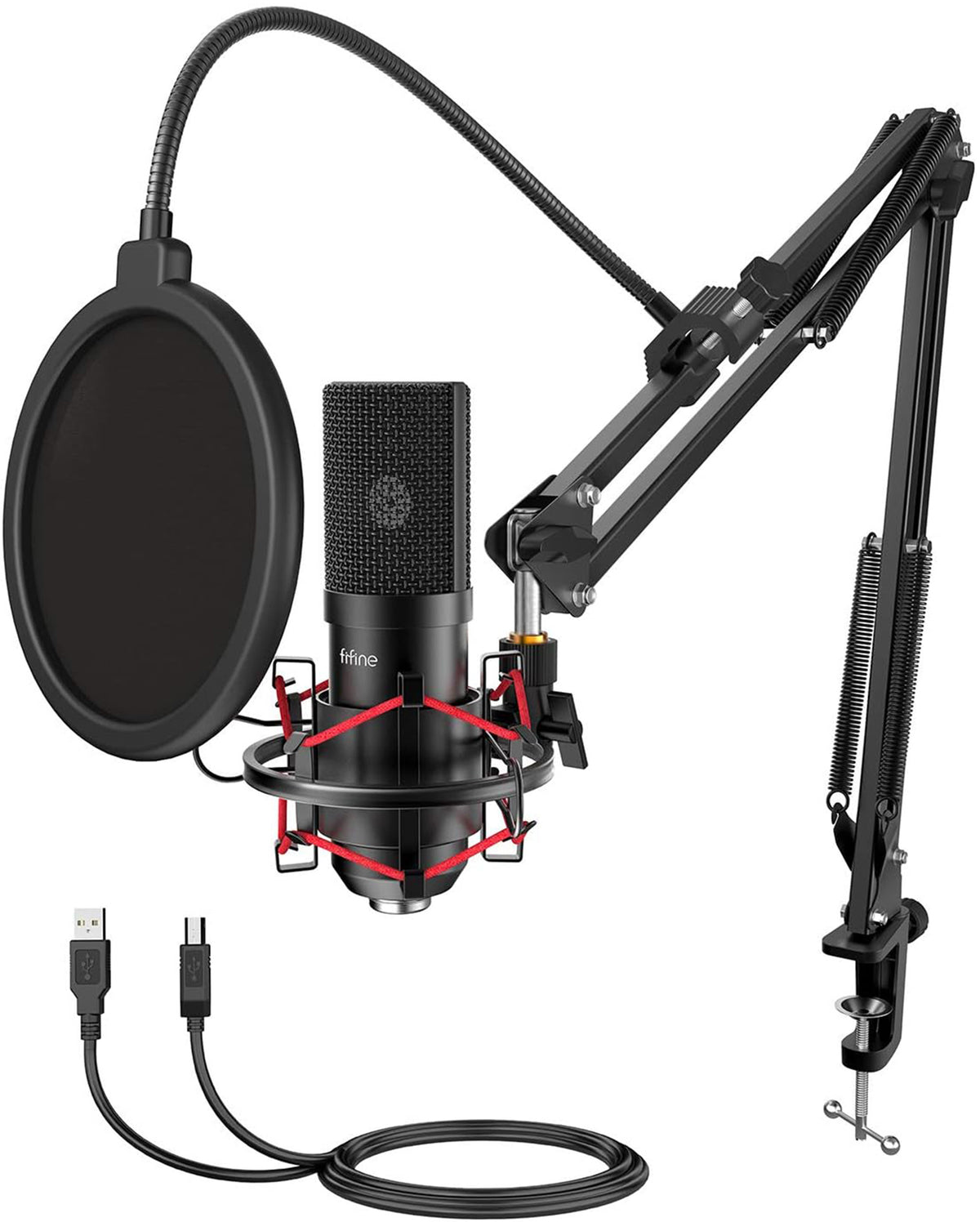 Condenser microphone with tripod Fifine T732 (black) - Image 1