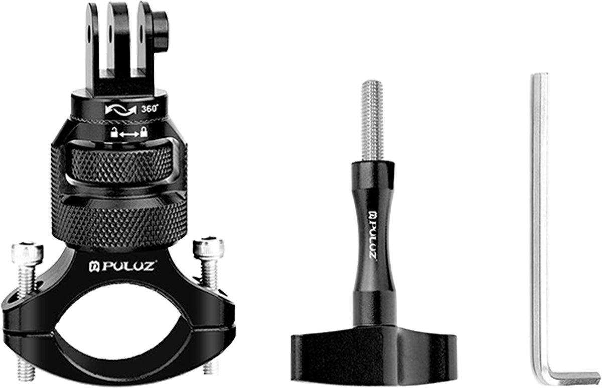 Aluminum 360° PULUZ Steering Wheel Mount for Sports Cameras (Black) - Image 1