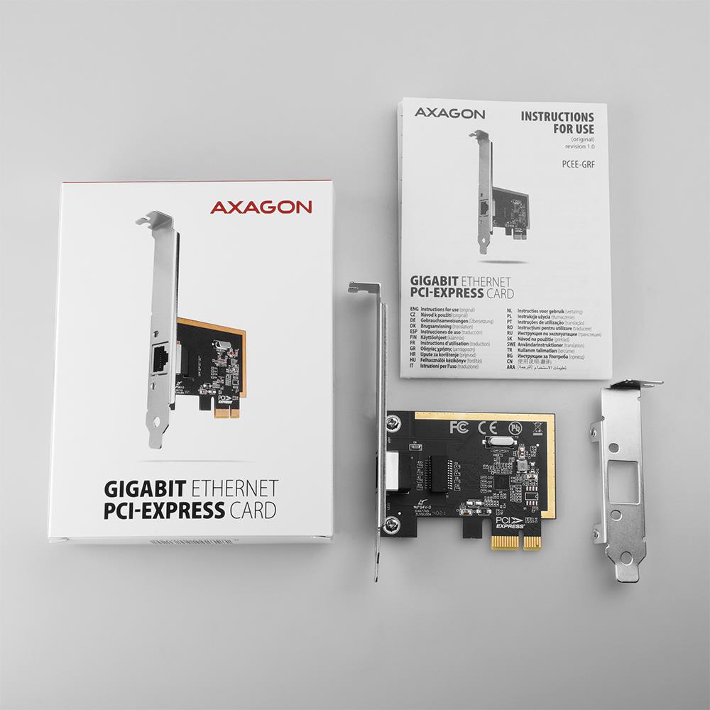 NET CARD PCIE 1GBE 1PORT/SP&LP PCEE-GRF AXAGON