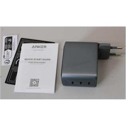SALE OUT. Anker Prime Charger, 3 Ports, Silver | Anker Prime Charger, 3 Ports, 160W, Silver | UNPACKED, NO ORIGINAL PACK