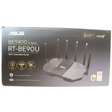 SALE OUT. Asus RT-BE90U Tri-band WiFi 7 Router, EU+UK | Asus BE9400 Tri-band WiFi 7 AiMesh Extendable Router | RT-BE90U