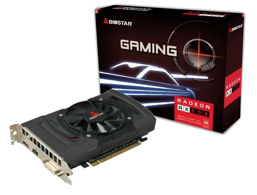 Graphics Card BIOSTAR AMD Radeon RX 550 4 GB GDDR5 128 bit PCIE 3.0 16x GPU 1100 MHz Single Slot Fansink 1xDVI-D 1xHDMI 1xDisplayPort VA5505RF41