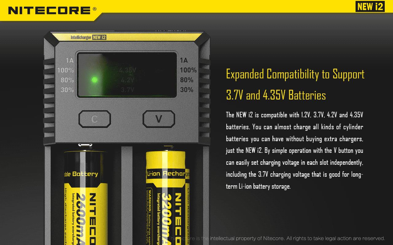 BATTERY CHARGER 2-SLOT/INTELLICHARGER NEW I2 NITECORE