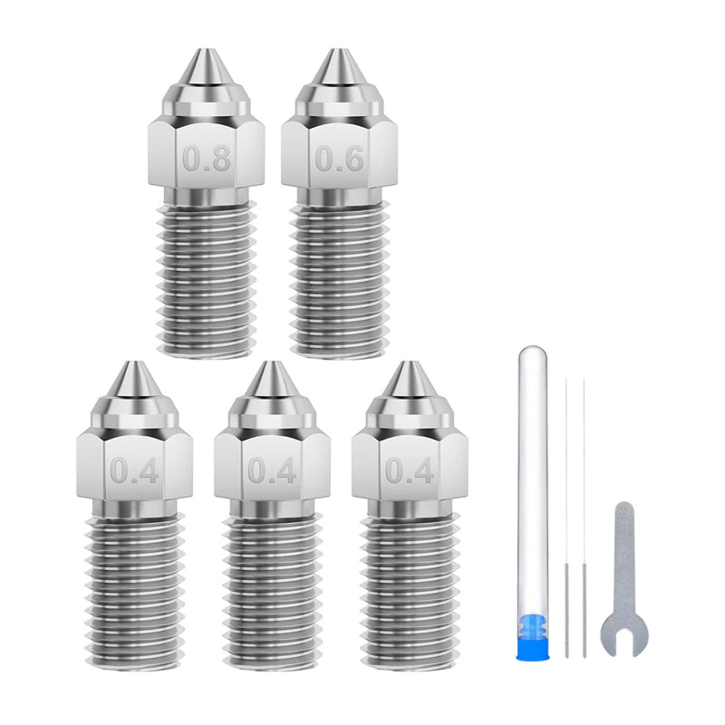 ELEGOO Neptune 4 / 4 Pro Hardened Steel Nozzle Set (0.4 mm x3, 0.6 mm x1, 0.8 mm x1) - Image 1