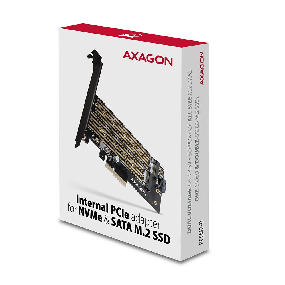 SSD ACC ADAPTER NVME/SATA/M.2/SP&LP PCEM2-D AXAGON