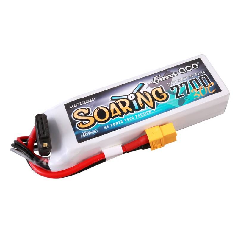Gens ace G-Tech Soaring 2700mAh 11.1V 30C 3S1P LiPo Battery - Image 1