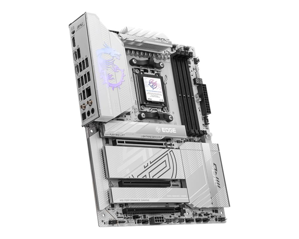 Mainboard MSI AMD X870E SAM5 ATX Memory DDR5 Memory slots 4 3xPCI-Express 16x 4xM.2 1xHDMI 1xAudio-In 1xAudio-Out 4xUSB 2.0 5xUSB 3.2 3xUSB-C 1xOptical S/PDIF 1xRJ45 MPGX870EEDGETIWIFI