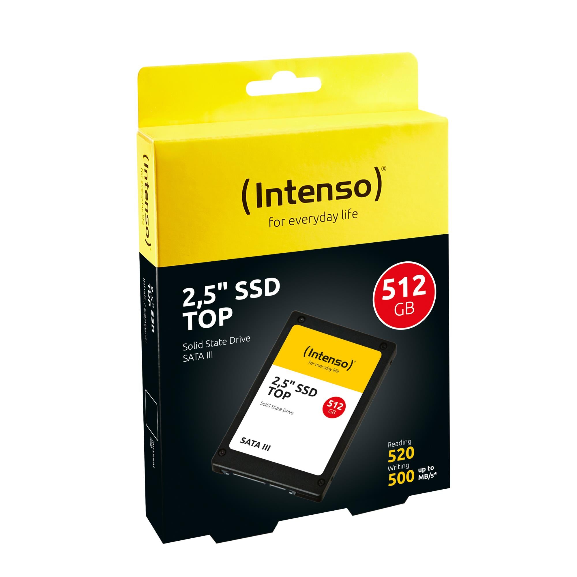 SSD INTENSO 512 GB Serial ATA III Write speed 500 MB/s Read speed 550 MB/s 2.5" MTBF 2000000 h 3812450