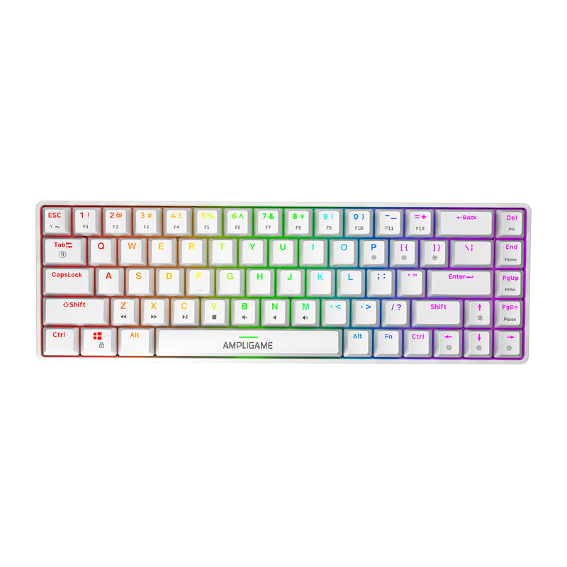 Fifine GK1W mechancial keyboard, 65% RGB (white) - Image 1