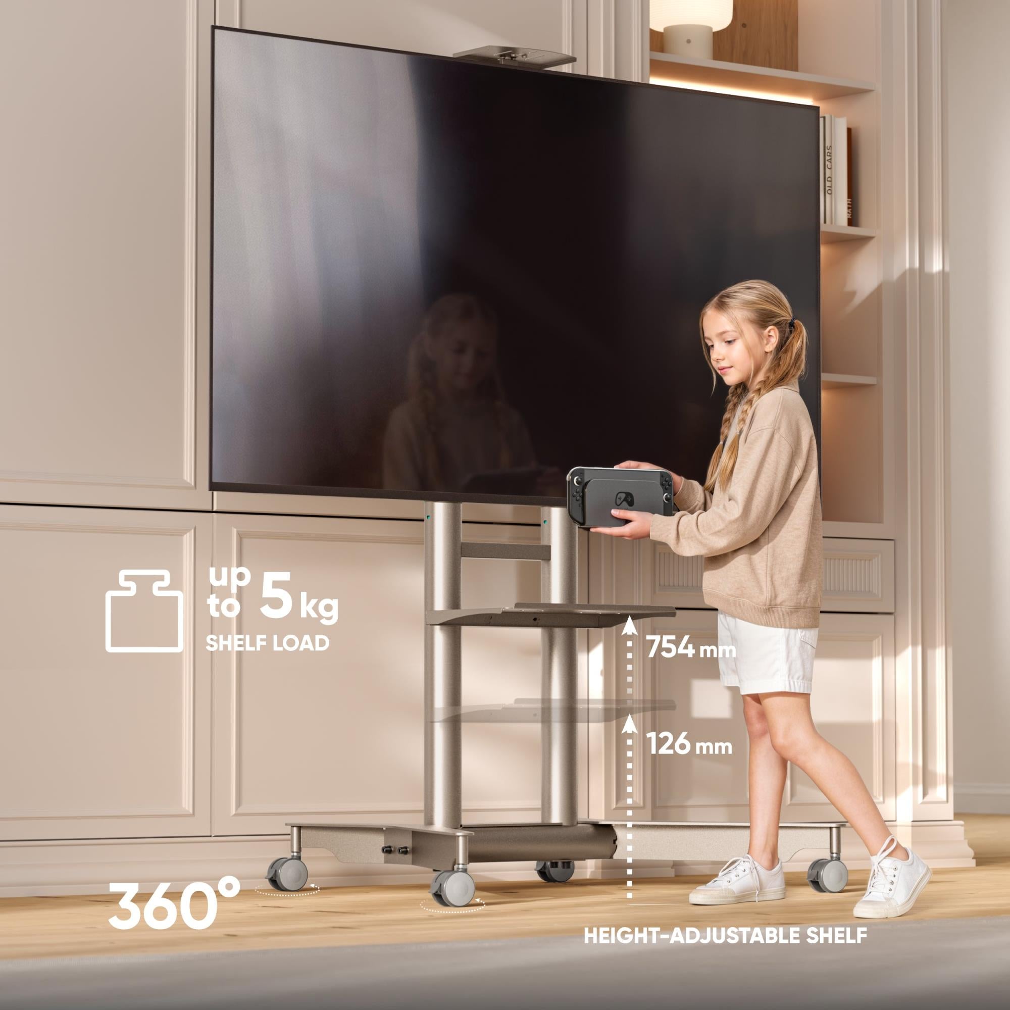 TV SET ACC MOBILE STAND/32-75"/CHAMPAGNE TS1571-C ONKRON