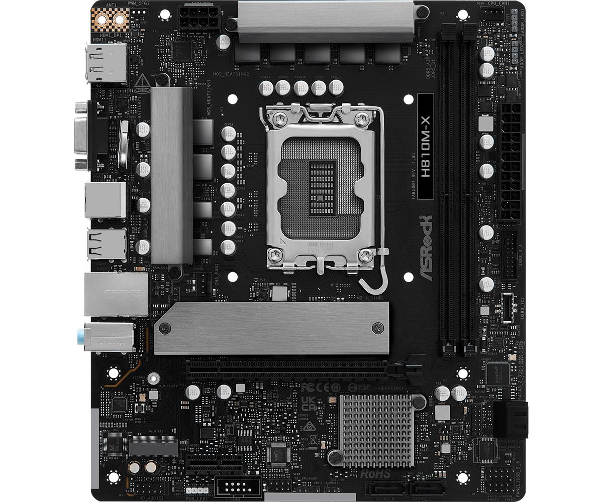 Mainboard ASROCK Intel H810 LGA1851 Micro-ATX Memory DDR5 Memory slots 2 H810M-X