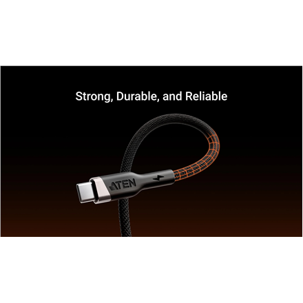 Aten 240W USB-C to USB-C Braided Charging Cable, 1 m | 2L-3101P240 | USB-C to USB-C