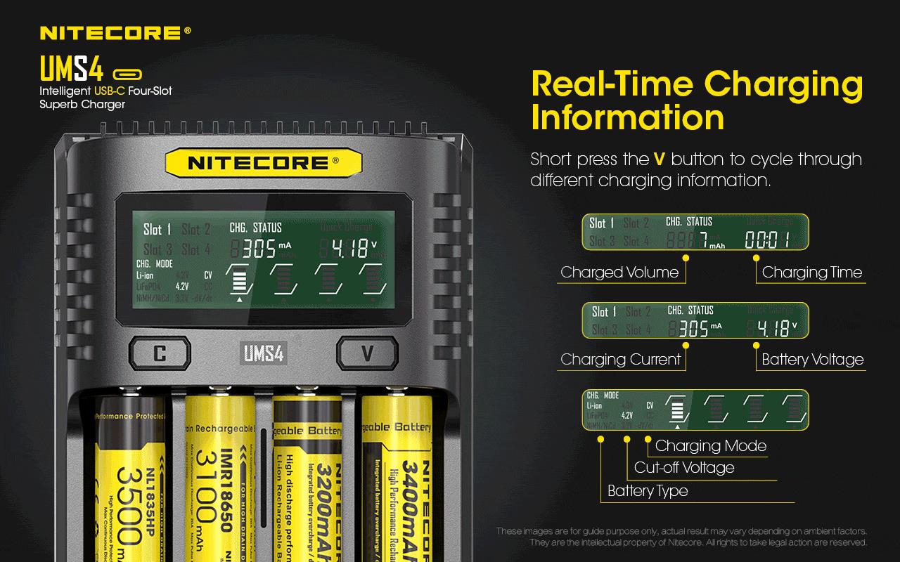 BATTERY CHARGER 4-SLOT/UMS4 NITECORE