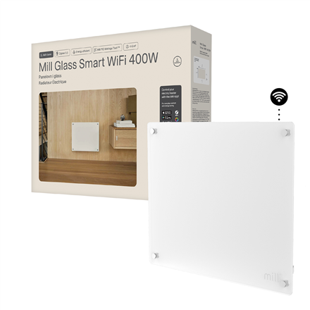 Mill Glass Smart WiFi Panel Heater Gen. 4 | GL400WIFI4 | Panel Heater | 400 W | Suitable for rooms up to 4-6 m² | White