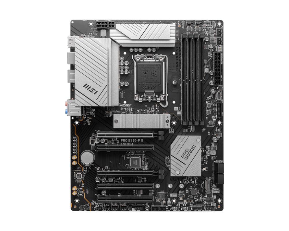 Mainboard MSI Intel B760 Express LGA1700 Memory DDR5 Memory slots 4 5xPCI-Express 5.0 16x 2xM.2 1xHDMI 1xDisplayPort 2xUSB 2.0 2xUSB 3.2 1xUSB-C 1xOptical S/PDIF 1xRJ45 5xAudio port PROB760-PII