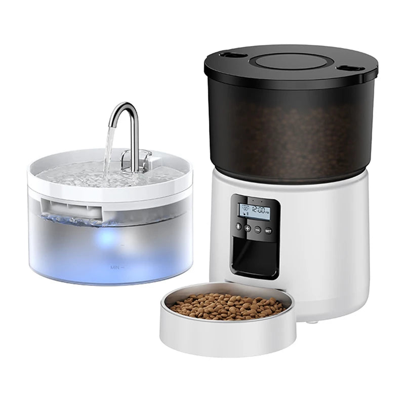 ROJECO Button 3L Food Dispenser with 2L Water Dispenser - Image 1