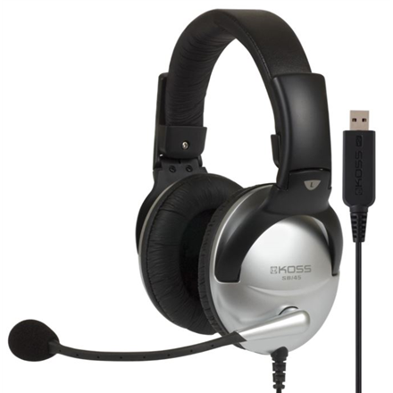 Koss | Gaming headphones | SB45 USB | Wired | On-Ear | Microphone | Silver/Black | Noise canceling