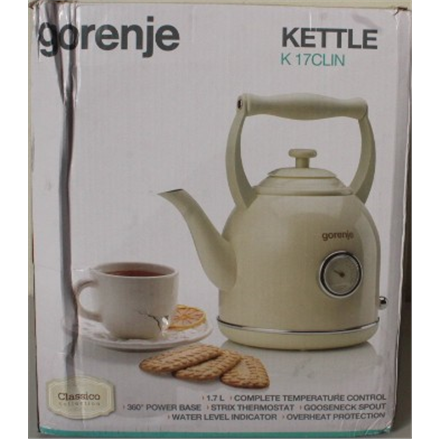 SALE OUT. | SALE OUT. | Gorenje | Kettle | K17CLIN | Electric | 2000 W | 1.7 L | Plastic/Metal | 360° rotational base |