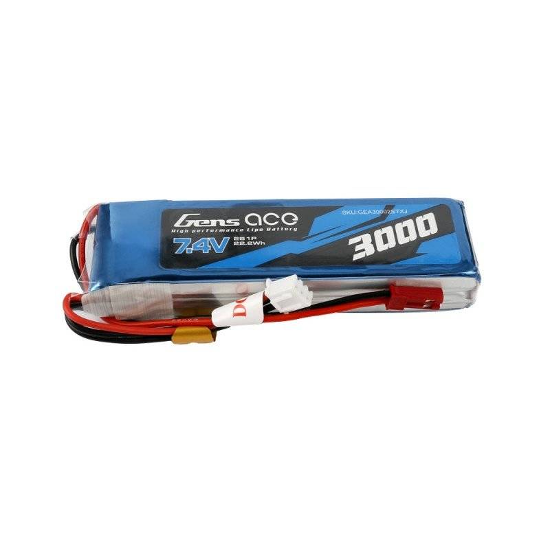 Battery Gens Ace 3000mAh 7.4V 1C 2S1P LiPo - Image 1