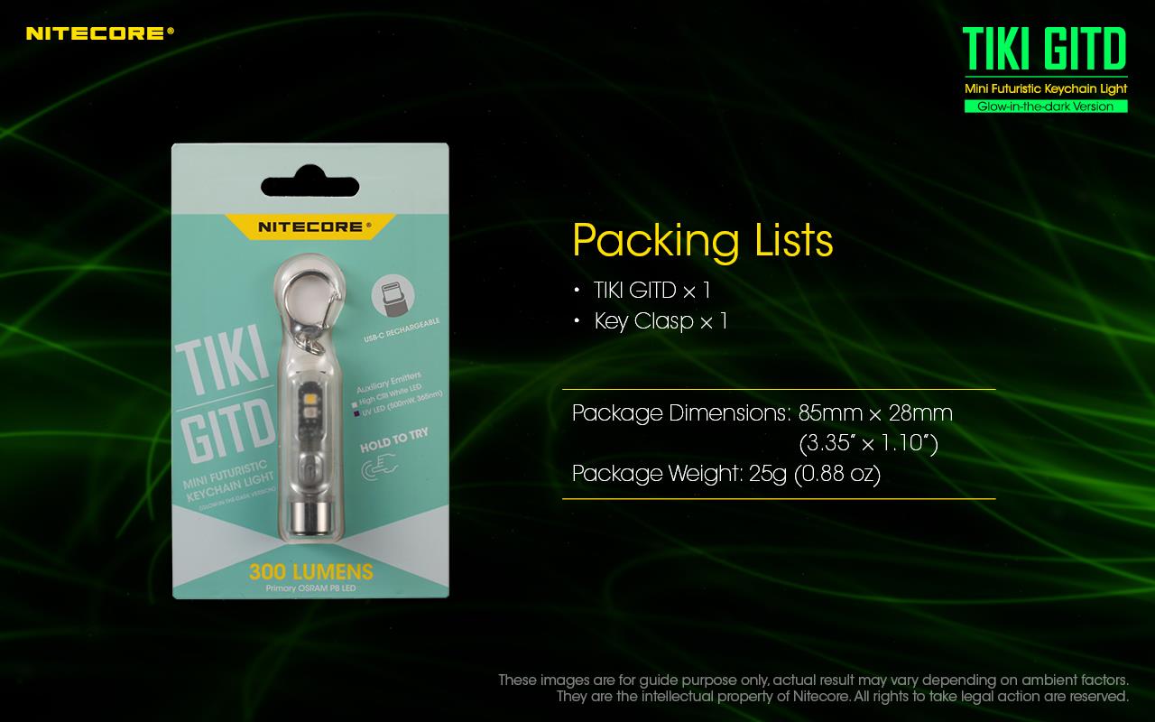 FLASHLIGHT T SERIES 300 LUMENS/TIKI GITD NITECORE