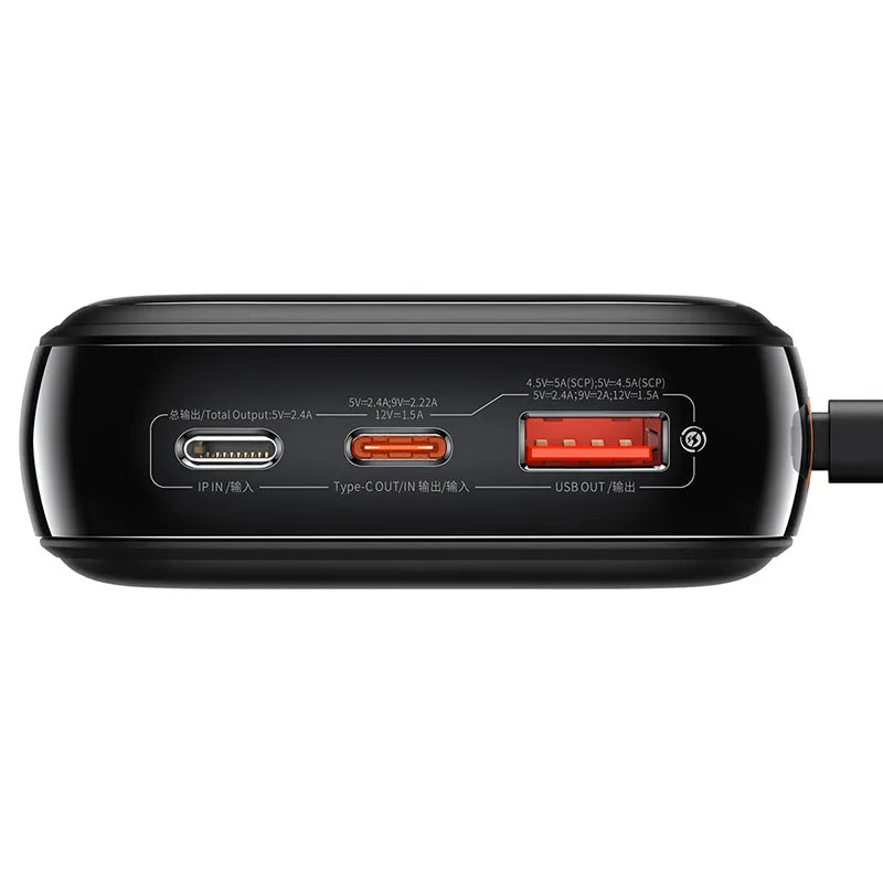Powerbank Baseus Qpow PRO with Lightning cable, USB-C port and USB 20000mAh, 20W (Black) - Image 4
