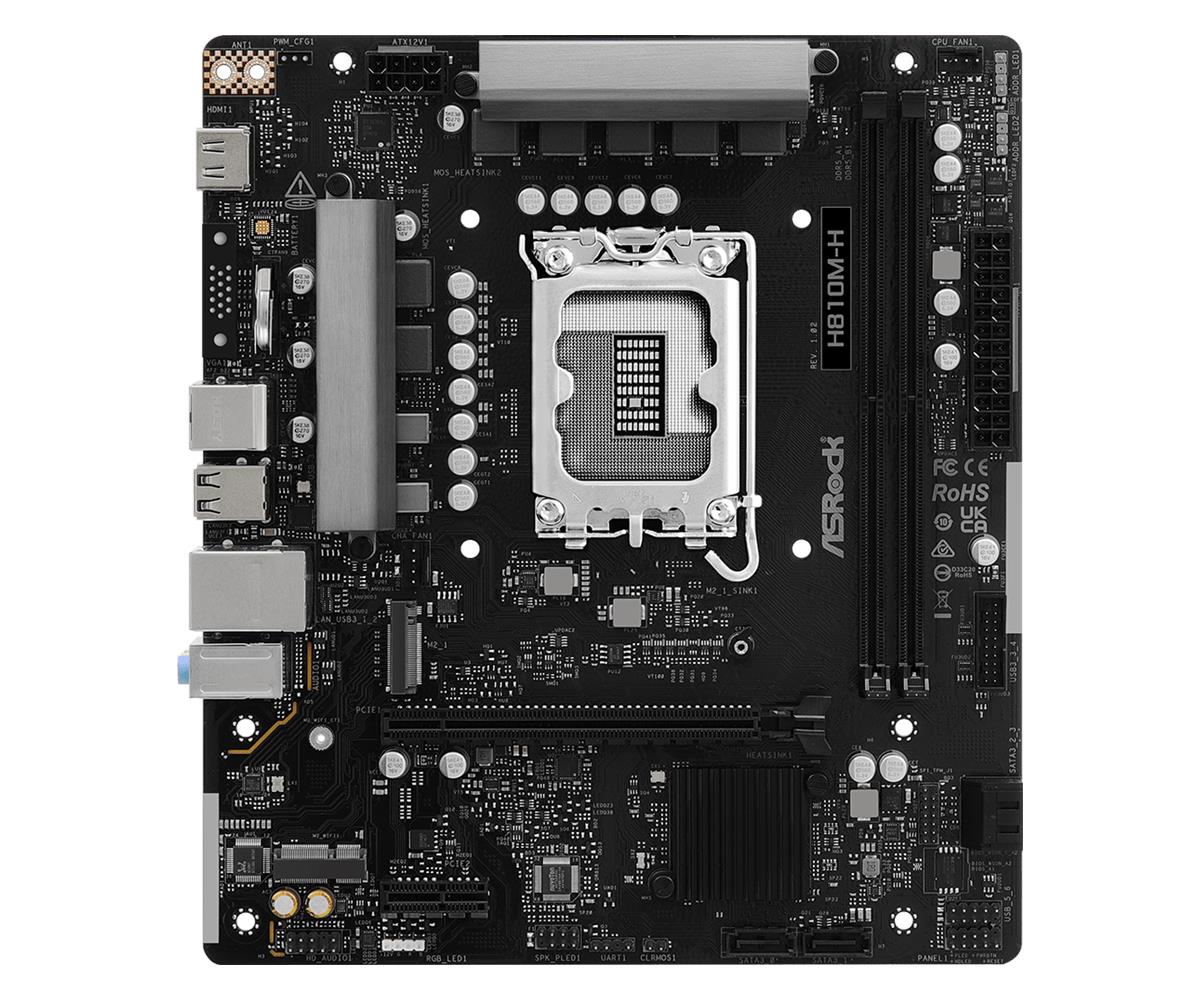 Mainboard ASROCK Intel H810 LGA1851 Micro-ATX Memory DDR5 Memory slots 2 H810M-H