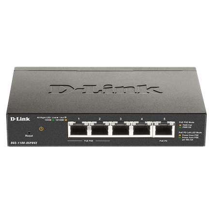 D-Link | 5-Port Gigabit PoE Smart Managed Switch and PoE Extender | DGS-1100-05PDV2 | Web managed | Desktop | Power supp