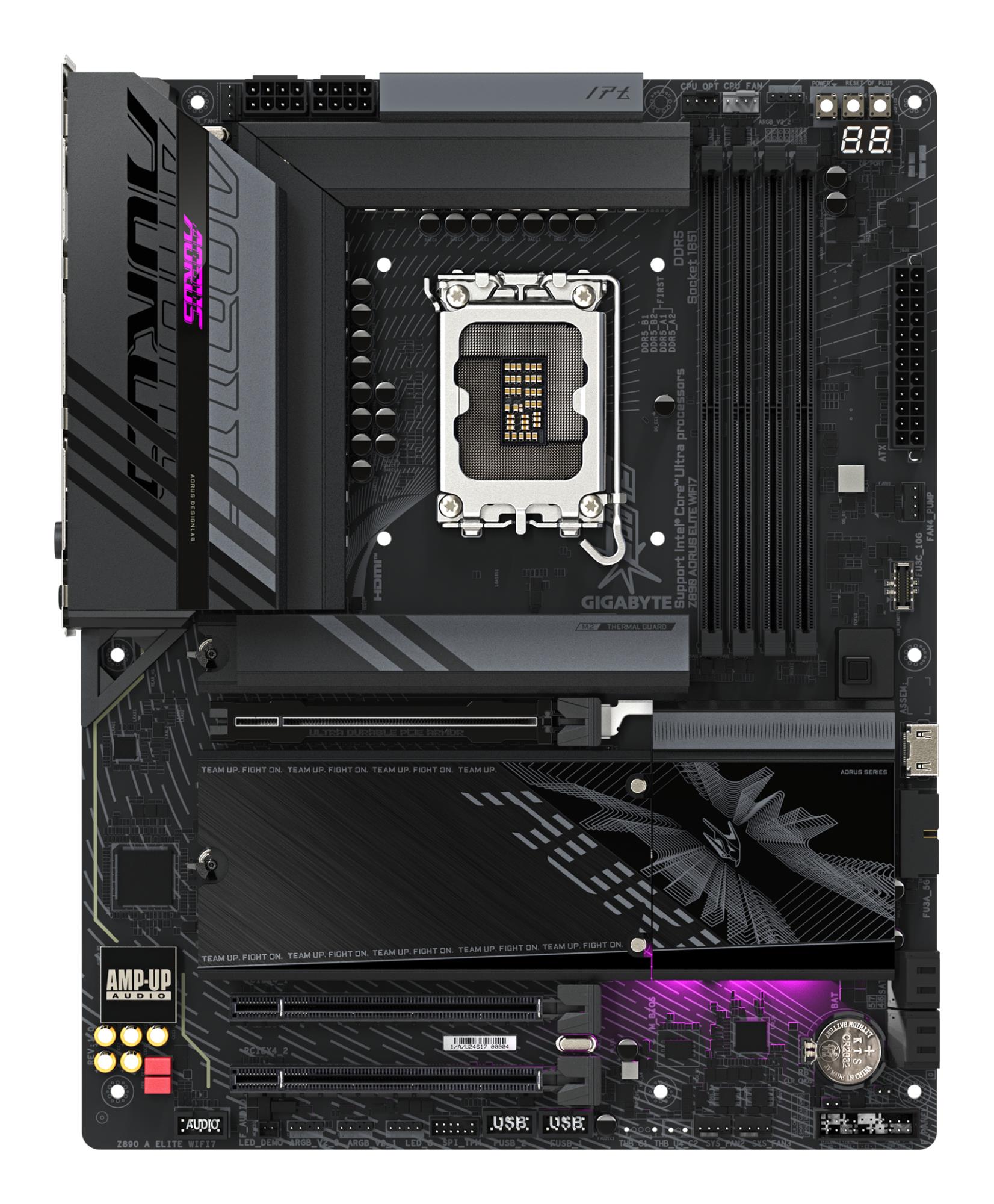 Mainboard GIGABYTE Z890 A ELITE WIFI7 1.1 Intel Z890 LGA 1851 (Socket V1) ATX RAM DDR5-SDRAM 4xSlots Wi-Fi Yes Bluetooth Yes 4xNumber of M.2 (M) slots Z890AELITEWIFI71.1