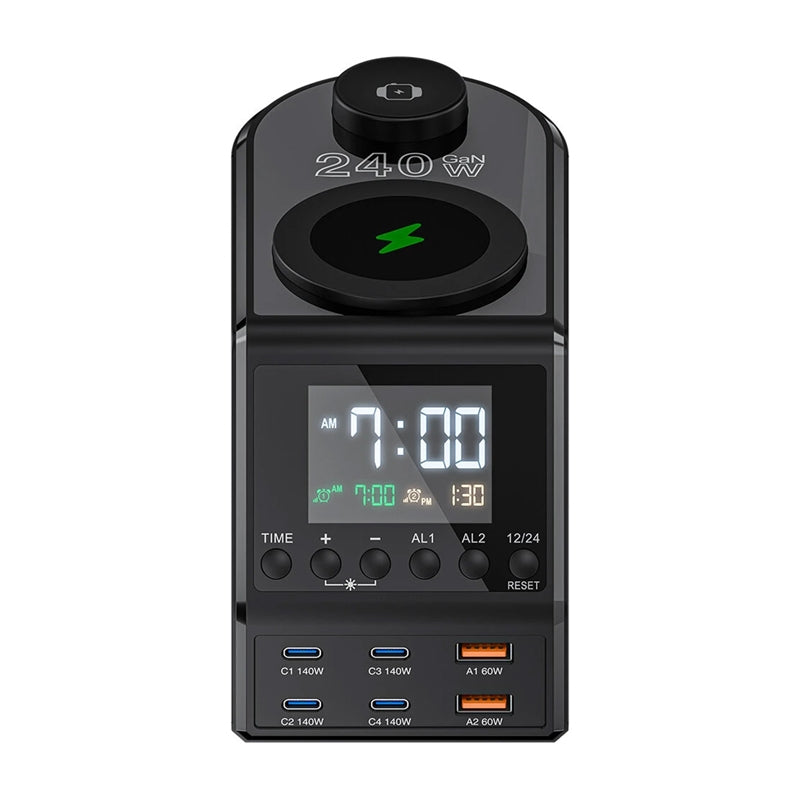 Blitzwolf BW-FW10 alarm clock with charger 2xUSB-A, 4xUSB-C, 240W - Image 2