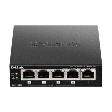 D-Link | Switch | DGS-1005P | Unmanaged | Desktop | Gigabit Ethernet (copper) ports quantity 5 | Power over Ethernet (Po
